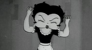 Betty Boop qui se passe les main sur le visage et s'arrache les cheveux.