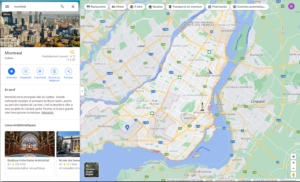 Une recherche pour "Montréal" dans Google Maps